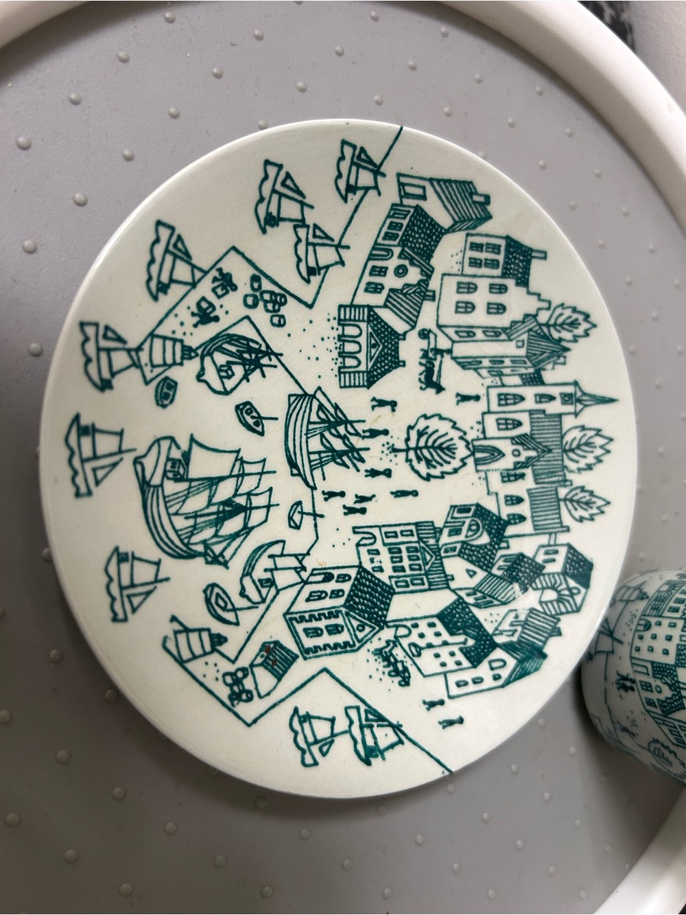 MCM Denmark Demitasse Cup Harbor Coastal Scene Ceramic Espresso Saucer Coffee - Picture 9 of 12